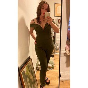Gracie army green cold shoulder jumpsuit size M